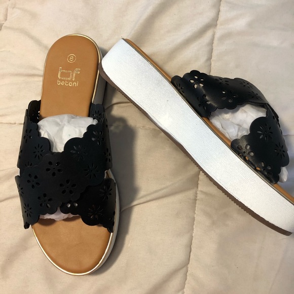 NWT black and white platform sandals sz 8 - Picture 2 of 3